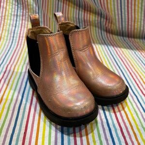 Pink iridescent Chelsea boots